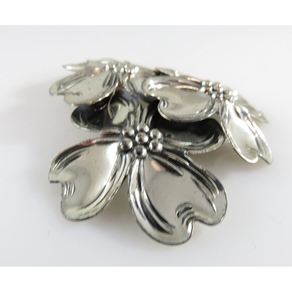 c1950's Vintage 3D Dogwood Tree Flower Sterling Silver Brooch by Beau 2 1/4" W x - Picture 4 of 6